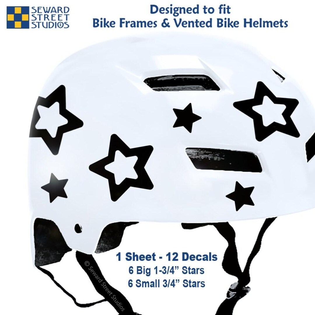 bike helmet decals WANTED decal custom vinyl sticker (H36) resistant stickers. Black Stars Reflective Decals Set,